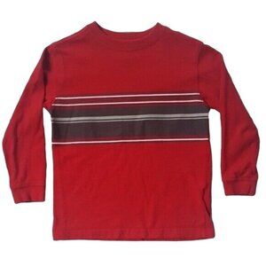 2/$15 Faded Glory Long Sleeve Shirt Red Size 4 XS Gray Stripe Crew Neck Pullover